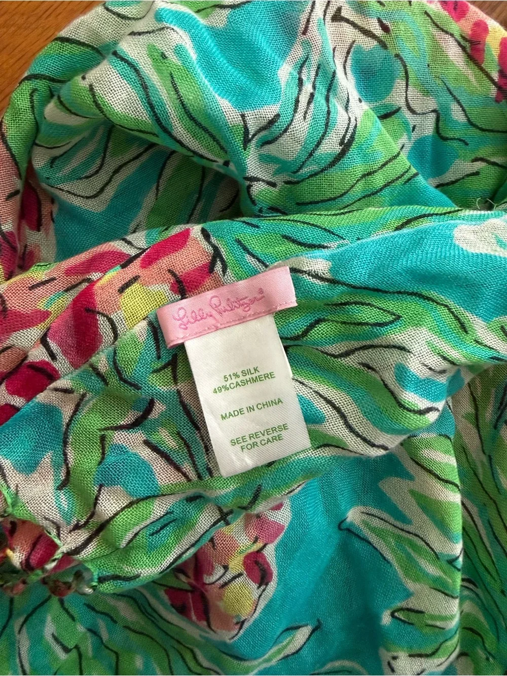 Lilly Pulitzer Turquoise, Green & Pink Floral Scarf Wrap